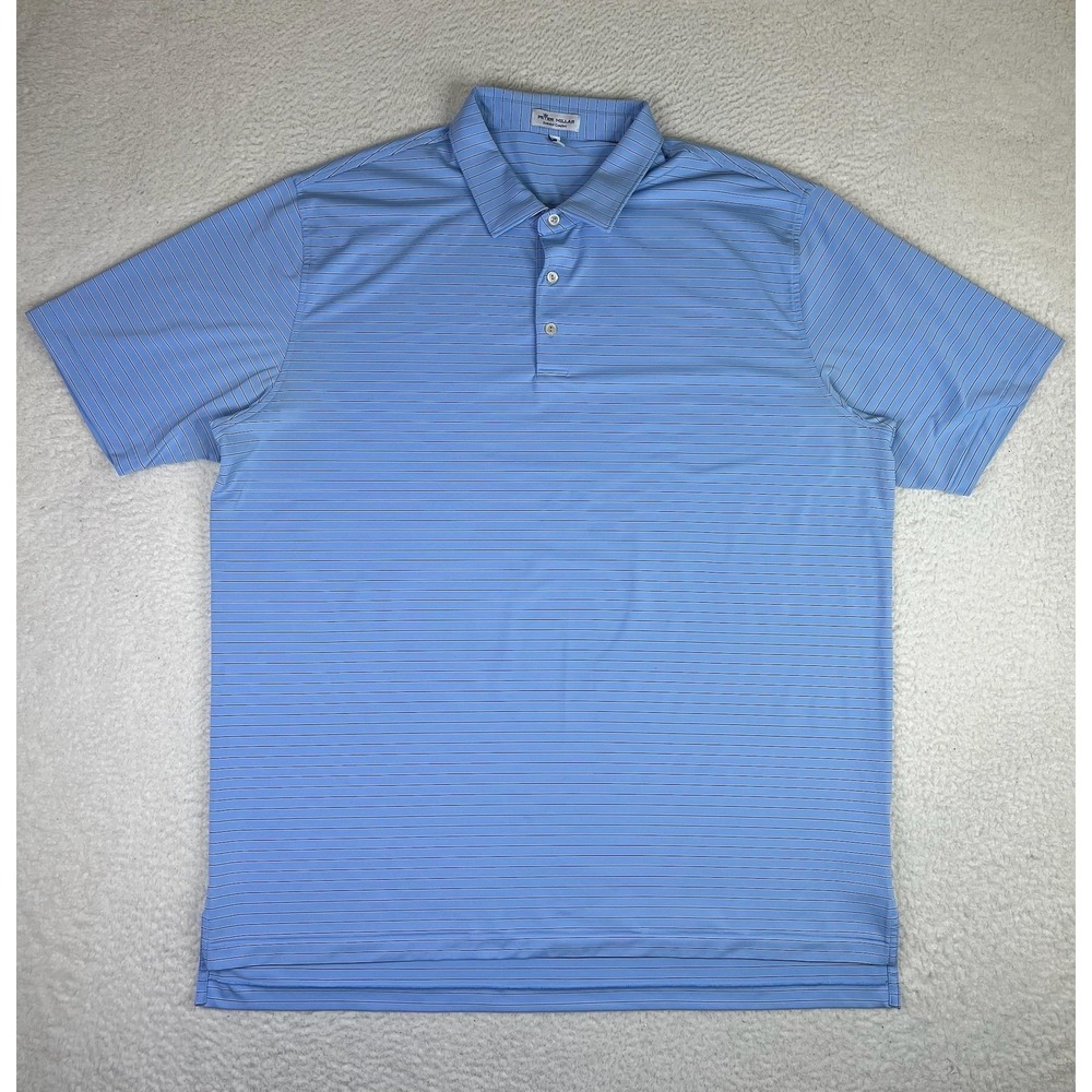 Peter Millar Summer Comfort Polo Shirt Mens 2XL Blue Stripe MS22EK08S Golf‎